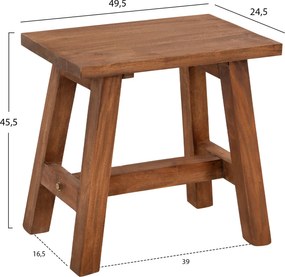 Τραπεζάκι βοηθητικό Ranch ξύλο μαόνι φυσικό 50x25x46εκ