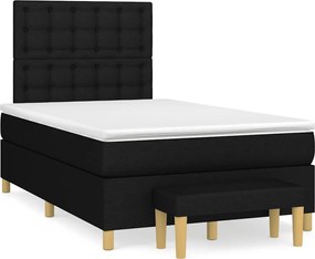 vidaXL Κρεβάτι Boxspring με Στρώμα Μαύρο 120x190 εκ. Υφασμάτινο