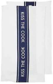 Πετσέτες Κουζίνας Kiss The Cook (Σετ 2Τμχ) 33194 Navy Blue-White Ladelle 100% Βαμβάκι