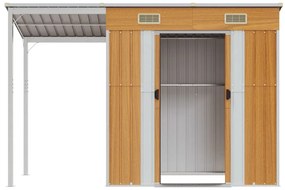 vidaXL Αποθήκη Κήπου Εκτεταμένη Οροφή Αν. Καφέ 277x110,5x181 εκ Ατσάλι