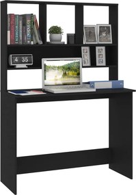 vidaXL Γραφείο με Ράφια Μαύρο 110 x 45 x 157 εκ. από Μοριοσανίδα