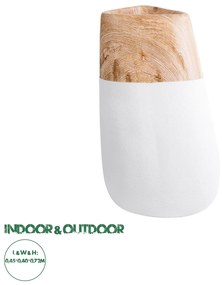 20706 GloboStar®  Artificial Garden PANDORA 20706 Επιδαπέδιο Πολυεστερικό Τσιμεντένιο Κασπώ Γλάστρα - Flower Pot Λευκό με Καφέ Μ45 x Π40 x Υ72cm