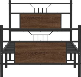 vidaXL Πλαίσιο Κρεβατιού Χωρ. Στρώμα Καφέ Δρυς 75x190εκ Επεξ. Ξύλο