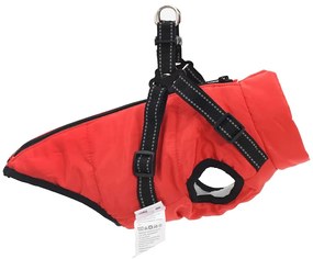 vidaXL Μπουφάν Σκύλου με ιμάντα Κόκκινο 2XL Φλις και Πολυεστέρας