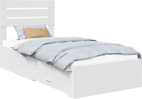 vidaXL Σκελετός Κρεβατιού Λευκό 90 x 190 cm Επεξεργασμένο Ξύλο