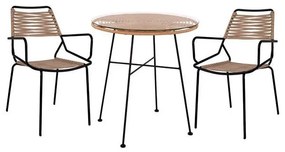 Set 3 pieces Allegra Wicker with Table &#039;70x74 Beige &amp; Black