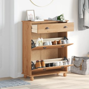 vidaXL Ντουλάπα Παπουτσιών "ASKIM" 85x35x108 εκ Μασίφ Ξύλο Πεύκου