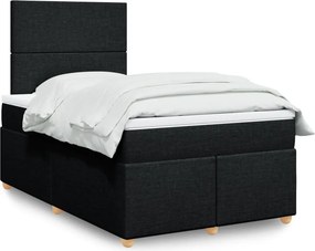 vidaXL Κρεβάτι Boxspring με Στρώμα Μαύρο 120x190 εκ. Υφασμάτινο