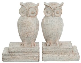 Artekko Artekko Owl Βιβλιοστάτες Κουκουβάγια Ρητίνη Λευκή Πατίνα (12x10x18)cm 72424