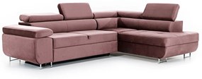 Γωνιακός καναπές Κρεβάτι Annabelle L, με αποθηκευτικό χώρο, ρόζ βελουτέ 270x98x200cm-Δεξιά γωνία-BOG4588