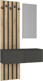 Έπιπλο εισόδου Kanso Megapap χρώμα ανθρακί - sepet oak 100x35x196,7εκ.