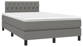 Κρεβάτι Boxspring με Στρώμα Σκούρο Γκρι 120x200 εκ. Υφασμάτινο - Γκρι