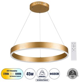 VENOM 61178 Κρεμαστό Φωτιστικό Δαχτυλίδι-Κύκλος LED CCT 45W 5269lm 120° AC 220-240V