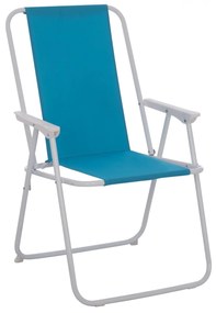 Beach chair with high back Foldable light blue  Metallic