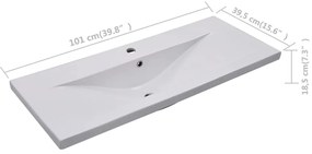 vidaXL Νιπτήρας Ένθετος Λευκός 101 x 39,5 x 18,5 εκ. Κεραμικός