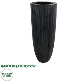 20792 GloboStar® Artificial Garden CASTLE 20792 Επιδαπέδιο Πολυεστερικό Τσιμεντένιο Κασπώ Γλάστρα - Flower Pot Μαύρο Φ43 x Υ112cm