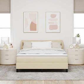 vidaXL Κρεβάτι με ελατήρια με στρώμα Κρεμ 140 x 190 cm ύφασμα