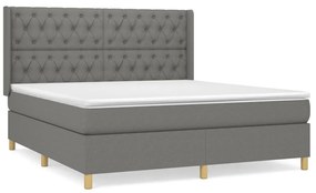 vidaXL Κρεβάτι Boxspring με Στρώμα Σκούρο Γκρι 160x200 εκ Υφασμάτινο