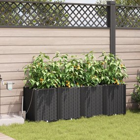vidaXL Γλάστρες Κήπου 1 τεμ Μαύρο 160 x 40 x 52 cm Πλαστικό