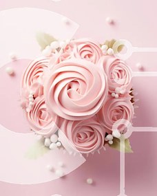 Σετ των 2 Intra Συλλεκτικό Ξύλινο Παζλ Plywood 4mm - Ροζ Cupcake με τριαντάφυλλα και λευκό παγωμένο Σε Ξύλινο Κουτί - Διαστάσεις: 10x10 cm – 25 κομμάτια