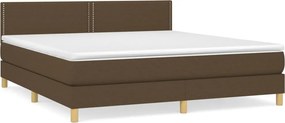 vidaXL Κρεβάτι Boxspring με Στρώμα Σκούρο Καφέ 180x200 εκ Υφασμάτινο