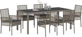 vidaXL Σέτ φαγητού για κήπο 7 pcs Γκρι συνθετικό ρατάν