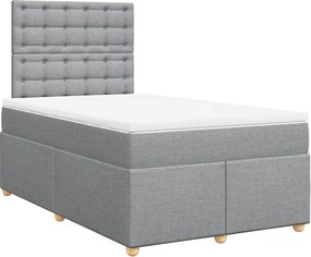 vidaXL Κρεβάτι Boxspring με Στρώμα Ανοιχτό Γκρι 120x190 εκ. Υφασμάτινο