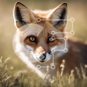 Intra Συλλεκτικό Ξύλινο Παζλ Plywood 4mm - Κόκκινη αλεπού στο ψηλό γρασίδι Σε Ξύλινο Κουτί - Διαστάσεις: 10x10 cm – 25 κομμάτια