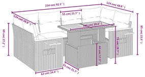 vidaXL Σαλόνι Κήπου Σετ 7 τεμ. Μπεζ Συνθετικό Ρατάν με Μαξιλάρια