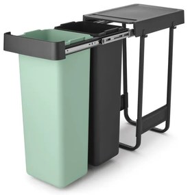 Brabantia 1008863 Κάδος απορριμμάτων για χωριστή συλλογή Sort&Go 2x30L, Dark Grey & Jade Green