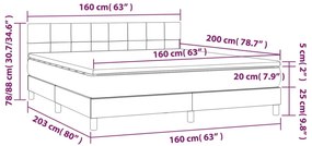 vidaXL Κρεβάτι Boxspring με Στρώμα Σκούρο Γκρι 160x200 εκ Υφασμάτινο