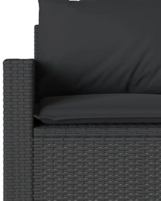 vidaXL Καναπές Κήπου Τριθέσιος Μαύρος από Συνθετικό Ρατάν με Μαξιλάρια