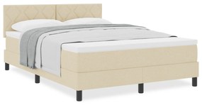 vidaXL κρεβάτι με ελατήριο  και στρώμα μπεζ 140x200 εκ. υφάσματος