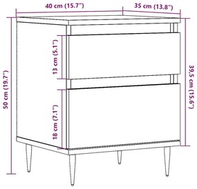 Κομοδίνο τεχνίτης Δρυς 40x35x50 εκ. από Επεξεργασμένο Ξύλο - Καφέ