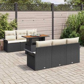vidaXL Σετ Καναπέ Κήπου 7 pcs Μαύρο και κρεμ 100 x 55 x 73 εκ