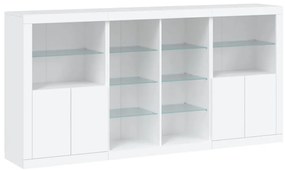 vidaXL Μπουφές με Φώτα LED Λευκός 202 x 37 x 100 εκ.