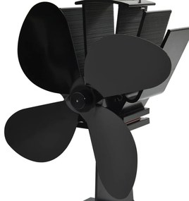 vidaXL Αερόθερμο Σόμπας Μαύρο με 4 Πτερύγια