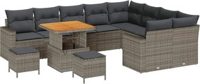 vidaXL Σετ Καναπέ Κήπου 12 pcs Γκρι συνθετικό ρατάν