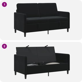 vidaXL Καναπές με Αποθήκευση Μαύρο 152 x 78 x 87 εκ Πολυεστέρας