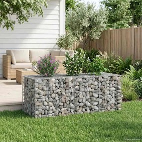 vidaXL Ανασηκωμένο κρεβάτι gabion Ασημί