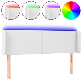 vidaXL Κεφαλάρι Κρεβατιού LED Λευκό 147x16x78/88 εκ. Συνθετ. Δέρμα