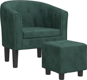vidaXL Πολυθρόνα Μπάρελ με Υποπόδιο Σκούρο Πράσινο Βελούδινη