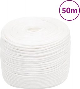 vidaXL Σχοινί Ναυτιλίας Ολόλευκο 8 χιλ. 50 μ. από Πολυπροπυλένιο