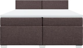 vidaXL Κρεβάτι Boxspring με Στρώμα Σκούρο Καφέ 200x200 εκ. Υφασμάτινο