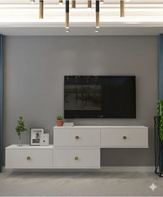 Stewehome Σετ 2 τεμαχίων επιτοίχια μοντέρνα βάση τηλεόρασης 120x30x30 cm