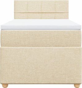vidaXL Κρεβάτι Boxspring με Στρώμα Κρεμ 90x190 εκ.Υφασμάτινο