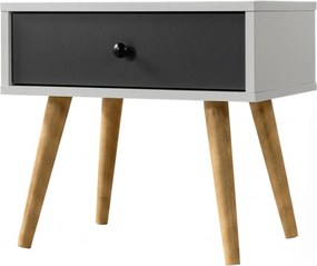 Κομοδίνο Λευκό / Ανθρακί RODRA 55x55x30