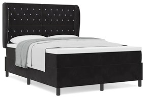 vidaXL Κρεβάτι Box Spring με Στρώμα Μαύρο 160x200 cm Βελούδο