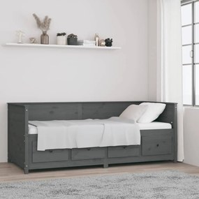 vidaXL Καναπές Κρεβάτι Γκρι 90 x 200 εκ. από Μασίφ Ξύλο Πεύκου