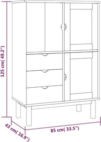 vidaXL Ντουλάπι OTTA 85 x 43 x 125 εκ. από Μασίφ Ξύλο Πεύκου